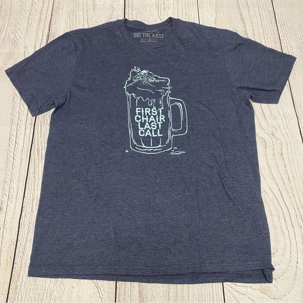 Ski The East Men’s Navy Graphic Tee - First Chair Last Call Large